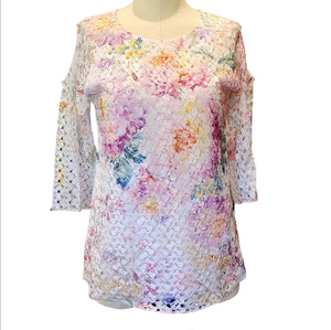 BRITTNEY BLACK Floral Lace Cold Shoulder Top